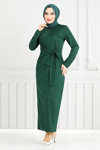moda selvim Dress 0409ALG1079-M Emerald - Thumbnail