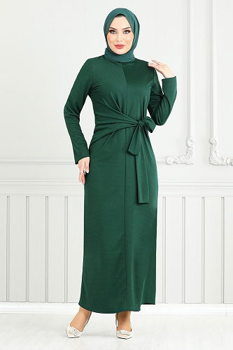 moda selvim Dress 0409ALG1079-M Emerald - Thumbnail