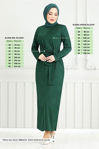 moda selvim الفستان زيتي 0409ALG1079-M - Thumbnail