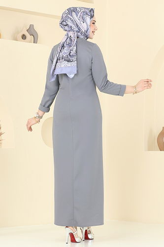 moda selvim Dress 0409ALG474 Gray - Thumbnail