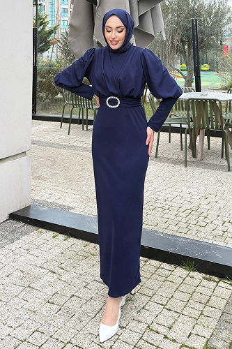 moda selvim Dress 0414ALGK1170 Navy Blue - Thumbnail