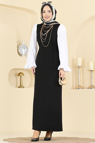 moda selvim الفستان أسود 0418ALGK1170 - Thumbnail