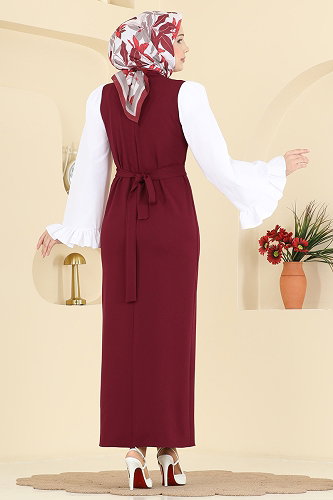 moda selvim الفستان خمري 0418ALGK1170 - Thumbnail