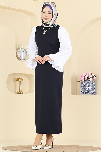 moda selvim Dress 0418ALGK1170 Navy Blue - Thumbnail
