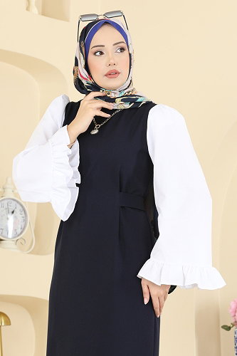 moda selvim Dress 0418ALGK1170 Navy Blue - Thumbnail