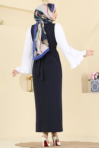 moda selvim Dress 0418ALGK1170 Navy Blue - Thumbnail