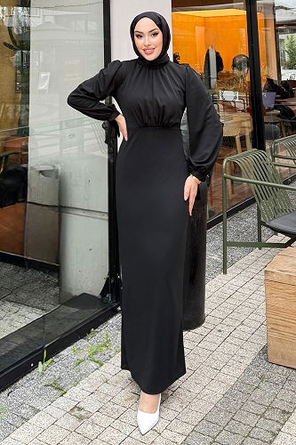 moda selvim Dress 0437ALGK1170 Black - Thumbnail