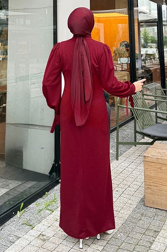 moda selvim الفستان خمري 0437ALGK1170 - Thumbnail