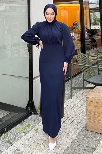 moda selvim الفستان كحلي 0437ALGK1170 - Thumbnail