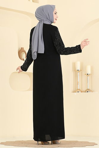 moda selvim الفستان أسود 0500ORG1169 - Thumbnail