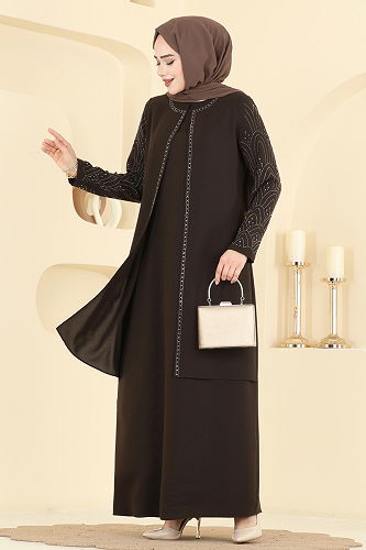 moda selvim Dress 0500ORG1169 Brown - Thumbnail