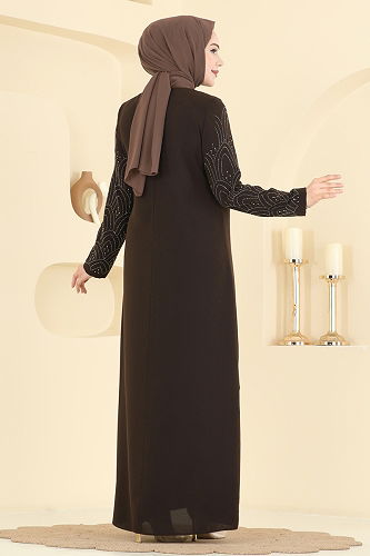 moda selvim Dress 0500ORG1169 Brown - Thumbnail
