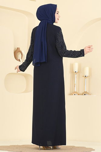 moda selvim Dress 0500ORG1169 Navy Blue - Thumbnail