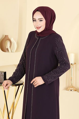 moda selvim Dress 0500ORG1169 Purple - Thumbnail