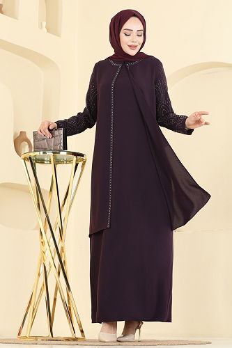moda selvim الفستان أرجواني 0500ORG1169 - Thumbnail