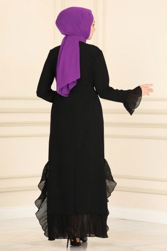 moda selvim Dress 0609FYZ804 Black - Thumbnail