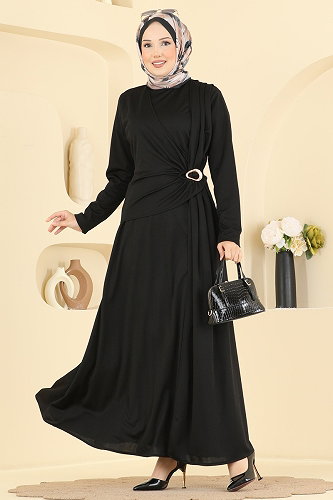 moda selvim Dress 0782LVA1173 Black - Thumbnail