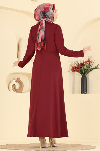 moda selvim الفستان خمري 0782LVA1173 - Thumbnail
