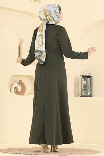 moda selvim Dress 0782LVA1173 Khaki - Thumbnail