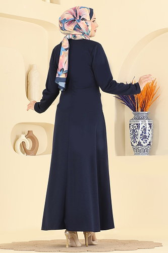 moda selvim Dress 0782LVA1173 Navy Blue - Thumbnail