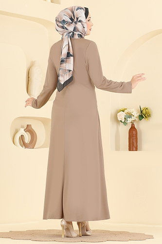 moda selvim الفستان بيج 0782LVA1173 - Thumbnail