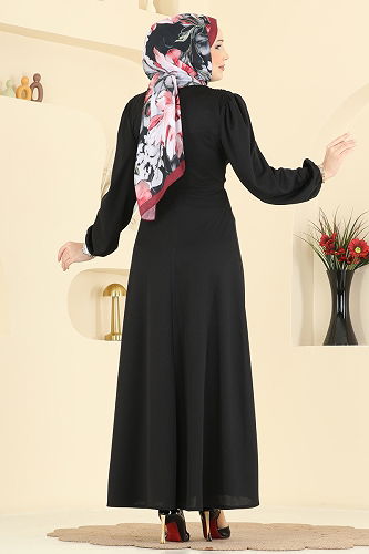 moda selvim Dress 0848LVA1173 Black - Thumbnail