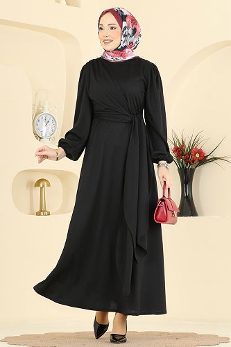 moda selvim الفستان أسود 0848LVA1173 - Thumbnail