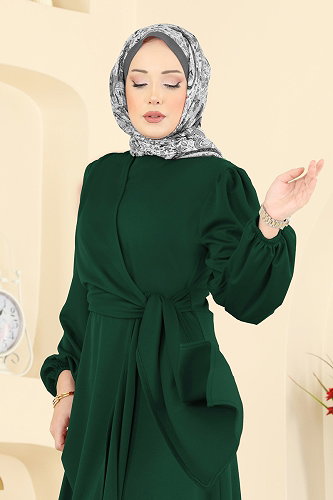 moda selvim الفستان زيتي 0848LVA1173 - Thumbnail