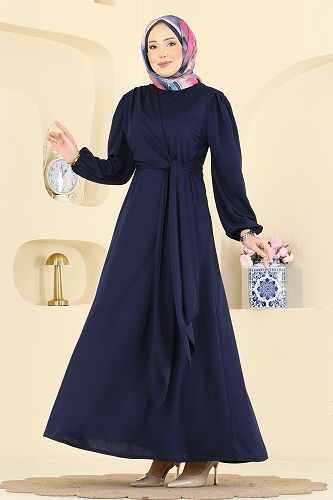 moda selvim Dress 0848LVA1173 Navy Blue - Thumbnail