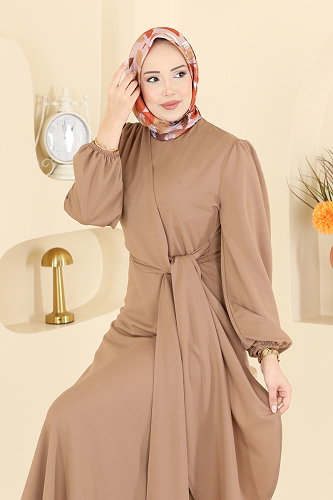 moda selvim الفستان بيج 0848LVA1173 - Thumbnail