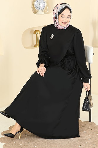 moda selvim الفستان أسود 0850LVA1173 - Thumbnail