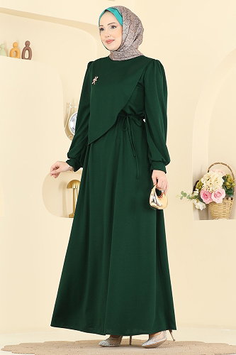 moda selvim الفستان زيتي 0850LVA1173 - Thumbnail