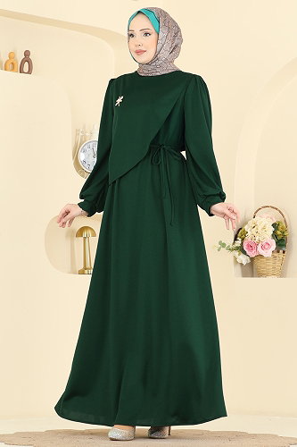 moda selvim الفستان زيتي 0850LVA1173 - Thumbnail