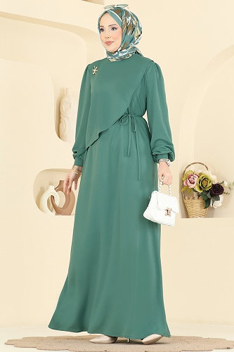 moda selvim Dress 0850LVA1173 Mint - Thumbnail