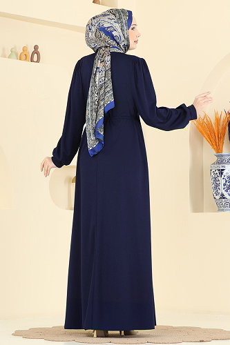 moda selvim Dress 0850LVA1173 Navy Blue - Thumbnail