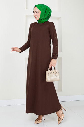 moda selvim DRESS 10006ETT902-M Coffee - Thumbnail
