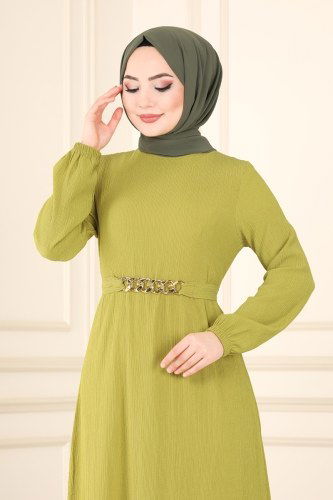 moda selvim Dress 1002YNS793 Acid - Thumbnail