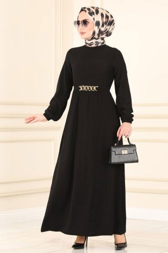 moda selvim Dress 1002YNS793 Black - Thumbnail