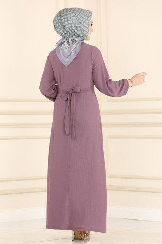 moda selvim 1002YNS793 بنفسجي فاتح فستان - Thumbnail