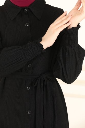 moda selvim 1003MRT754 اسود فستان - Thumbnail