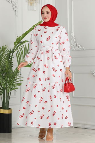 E.T.T. - DRESS 10067ETT926 Ecru&Red