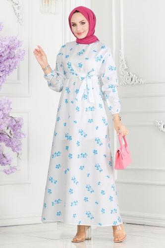 E.T.T. - Dress 10068ETT926 Blue&Ecru