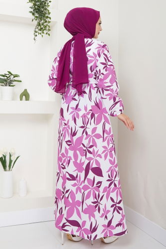 moda selvim DRESS 10068ETT926 Purple - Thumbnail