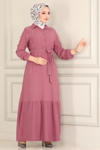 moda selvim 1006YNS793 الزهري فستان - Thumbnail