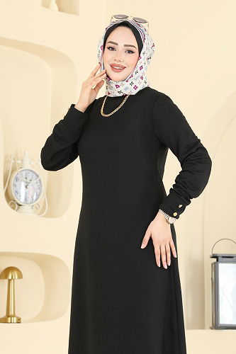 moda selvim Dress 1009ETT926 Black - Thumbnail