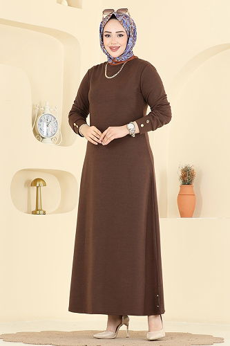 moda selvim Dress 1009ETT926 Brown - Thumbnail