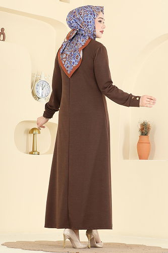 moda selvim Dress 1009ETT926 Brown - Thumbnail