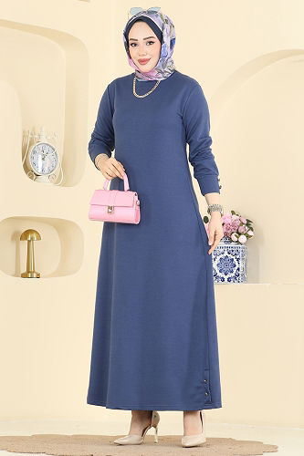 moda selvim الفستان ازرق 1009ETT926 - Thumbnail