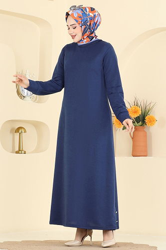 moda selvim Dress 1009ETT926 Navy Blue - Thumbnail