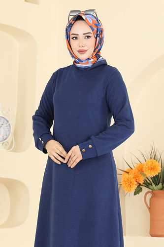 moda selvim الفستان كحلي 1009ETT926 - Thumbnail